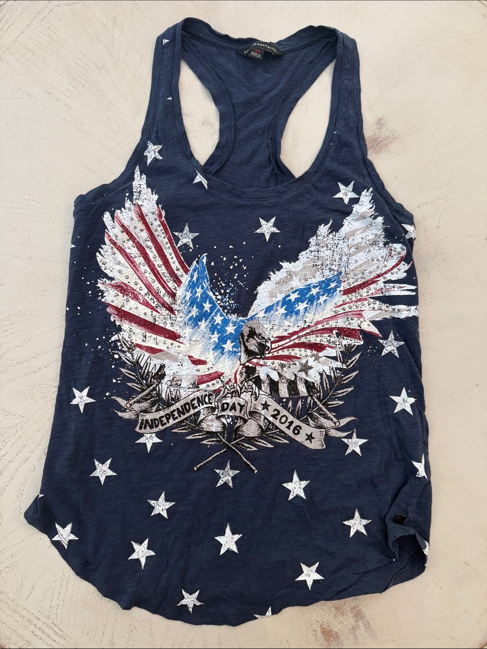 Rock & Republic Racerback American Flag Tee Sz Extra Small